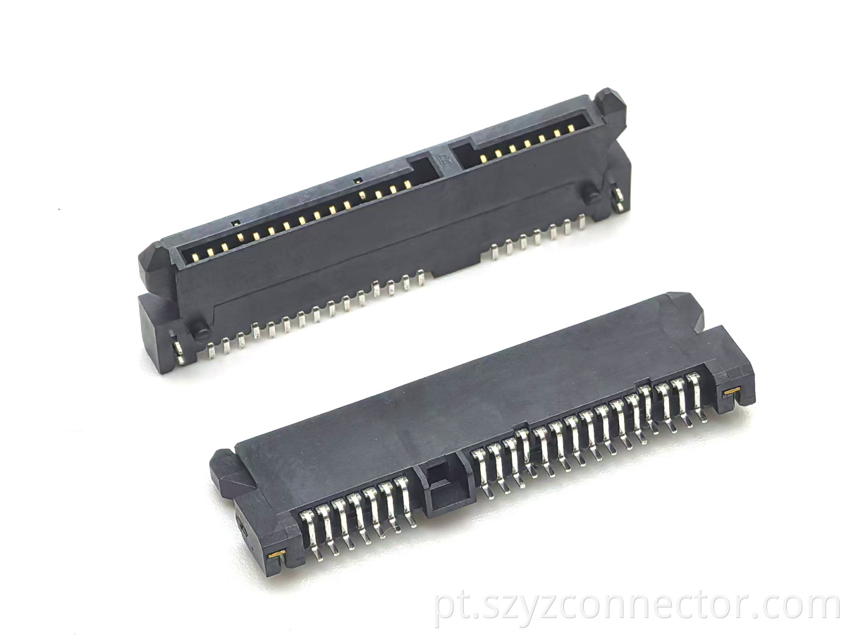 Plugue SATA Fêmea 7+15P H3.5 SMT com Arpão Tipo Placa 22P SATA Female 7+15P Plug H3.5 SMT with harpoon Plate-type 22P